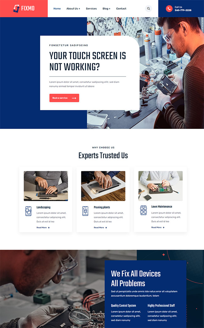 智能手机维修企业网站模板